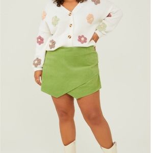 Arula (Altar’d State) Green Corduroy Skort NWT